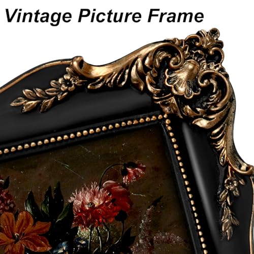 Black Vintage Picture Frame with Mat for 5x7 or 8x10 Photos E9622