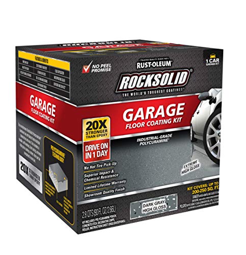 Rust-Oleum RockSolid Polycuramine Garage Floor Coating, 2.5 Car Kit, High Gloss Gray F2688