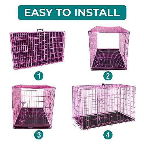 48" Large Foldable Dog Crate Metal Wire Kennel with Double-Door and Leak-Proof Tray Z914432
