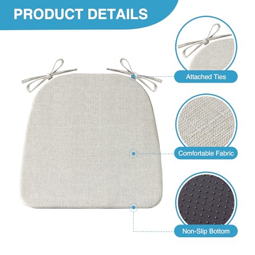 Chair Cushions for Dining Chairs Set of 4, Non Slip with Ties, Black H39445