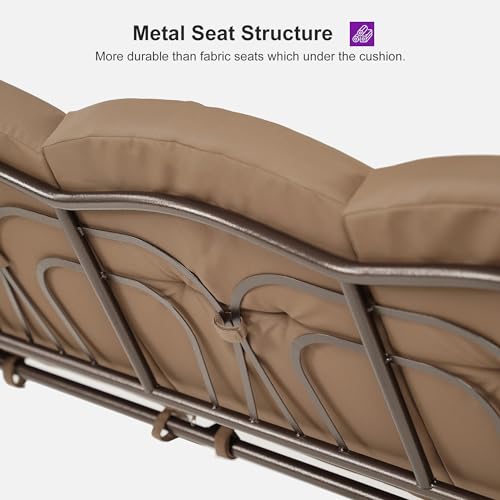 PURPLE LEAF Outdoor Patio Porch Swing with Adjustable Canopy, 3-Seat Bench, Grey W393