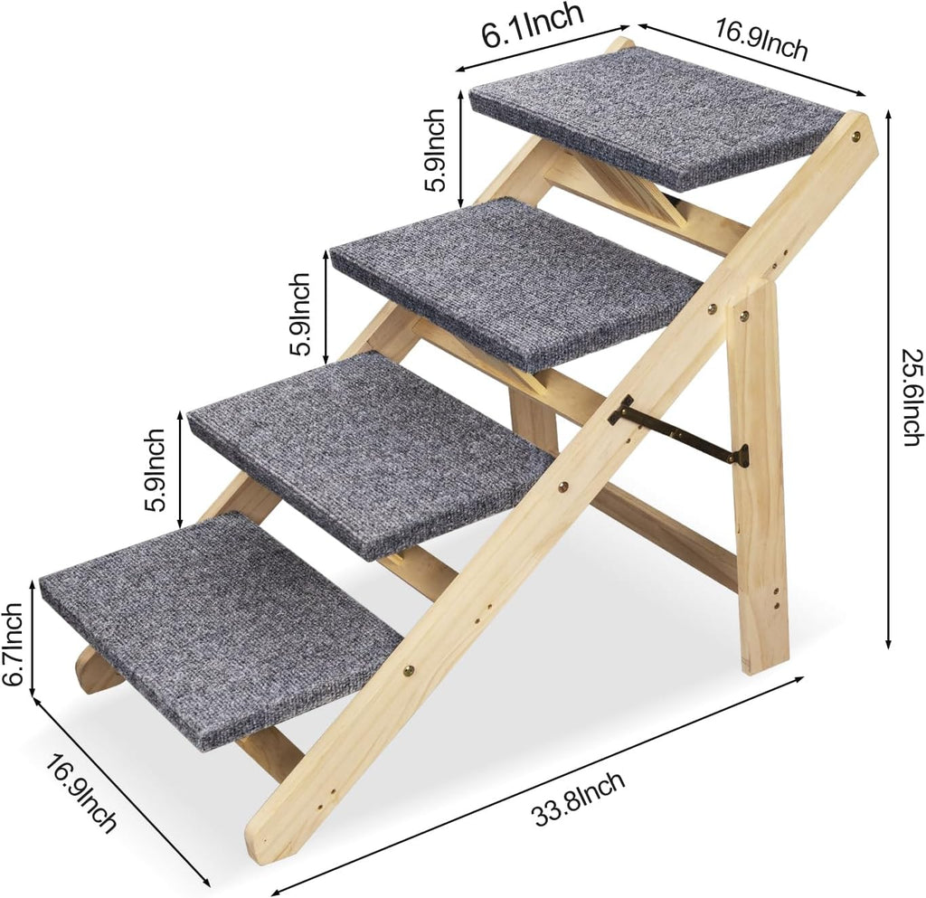 Foldable Wood Pet Stairs & Ramp with Non-Slip Pads for Dogs and Cats H153585