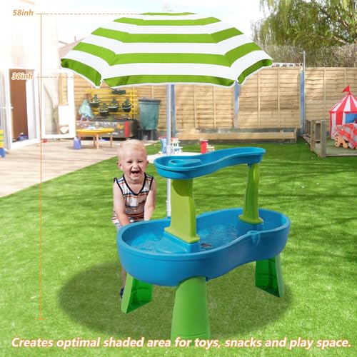 Kids Water Table Cover Outdoor Play Heavy-Duty 600D Waterproof Blue Q47935