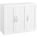 Yaheetech Bathroom Wall Cabinet with Three Doors, Medicine Cabinet with Adjustable Shelf, Hanging Storage Cupboard for Living Room, Laundry Room, Kitchen, White