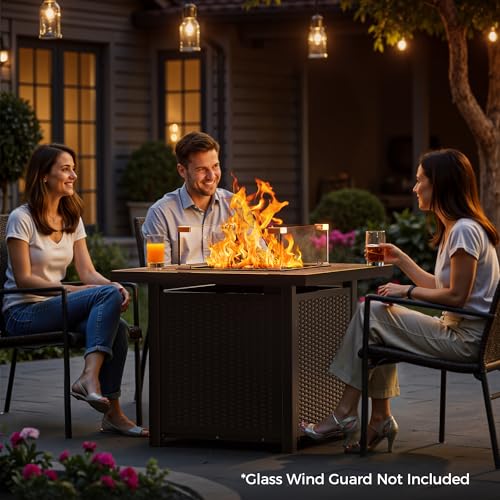 BALI OUTDOORS 50000 BTU Propane Fire Pit Table, 30 in Square Outdoor Firepit U6462
