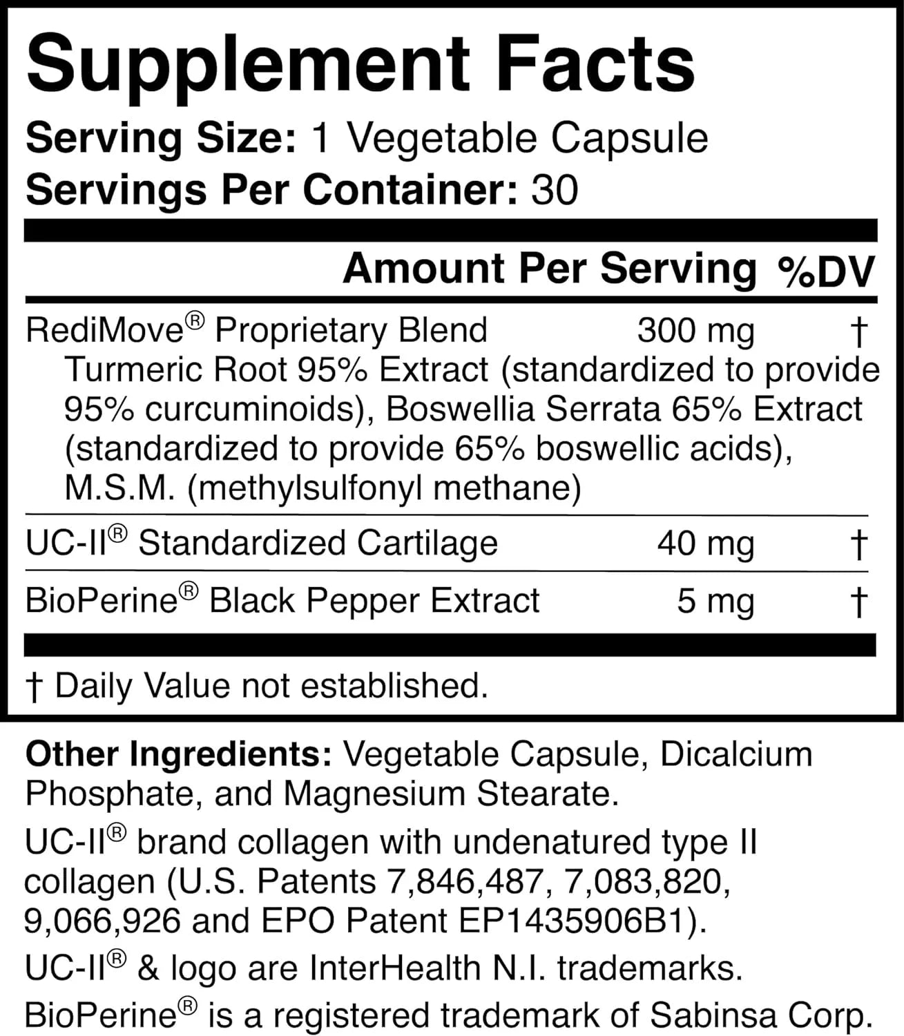 RediMove Natural Joint Support Supplement, Non-GMO, Gluten-Free K881