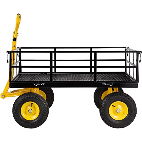 VEVOR 900 Lbs Heavy Duty Steel Garden Cart with 10" Tires and Removable Sides J262