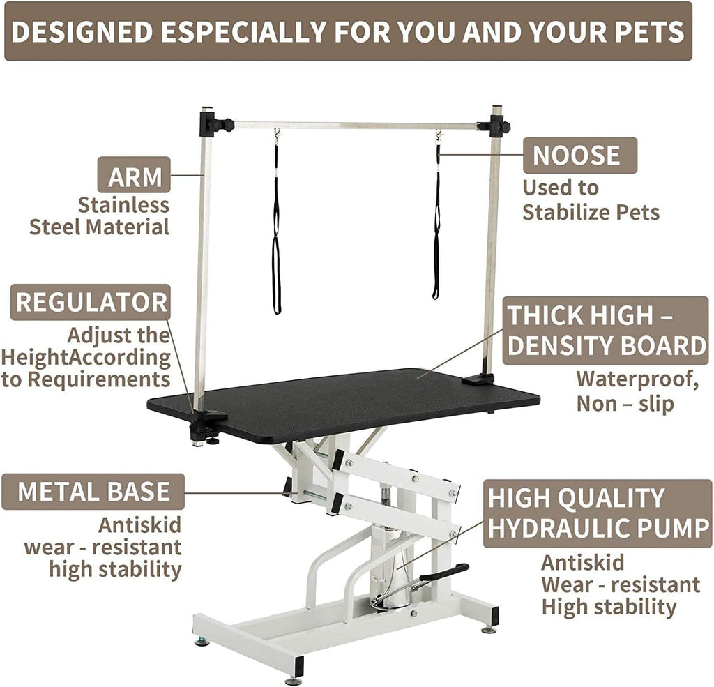 Hydraulic Dog Grooming Table for Small/Large Dogs, Heavy Duty, 43'' Black X512