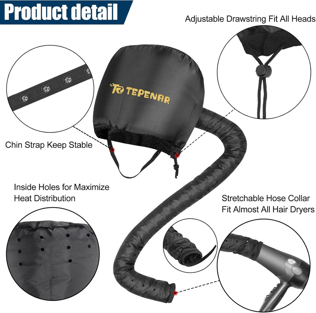 Extra Large Hair Dryer Bonnet Attachment with Soft Adjustable Hood O366300