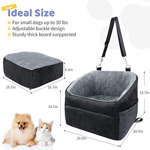Dog Car Seat for Small Medium Dogs, Detachable Washable Pet Booster Seat Grey I26690