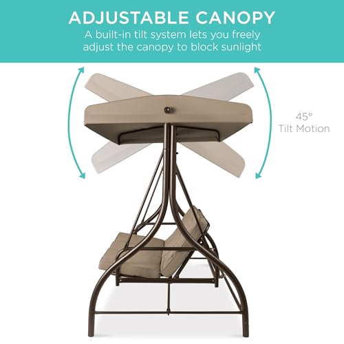 Best Choice Products 3-Seat Outdoor Canopy Swing Glider with Adjustable Shade, Midnight Green A10932