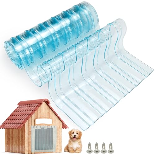 Dog Door Replacement Flaps Plastic Vinyl Strip for DIY Dog or Cat Door, Eco-Friendly Clear Dog House Door Flap Strips, Dog House Kennel Door Flap - 8 in x 4.9 ft