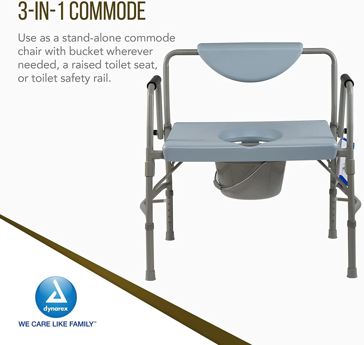 DynaRex Deluxe Bariatric Drop-Arm Commode 1000lb Capacity P6582
