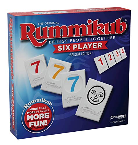 Rummikub Six Player Edition Classic Rummy Tile Game by Pressman, Blue X660269