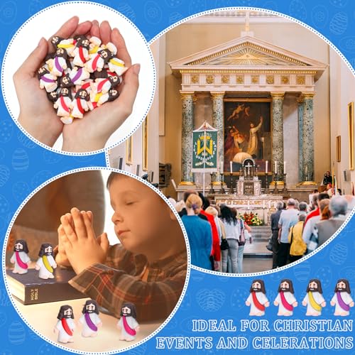 100 Pack Mini Jesus Figurines Bulk Religious Toys for Church Sunday School Craft Multicolor P7894