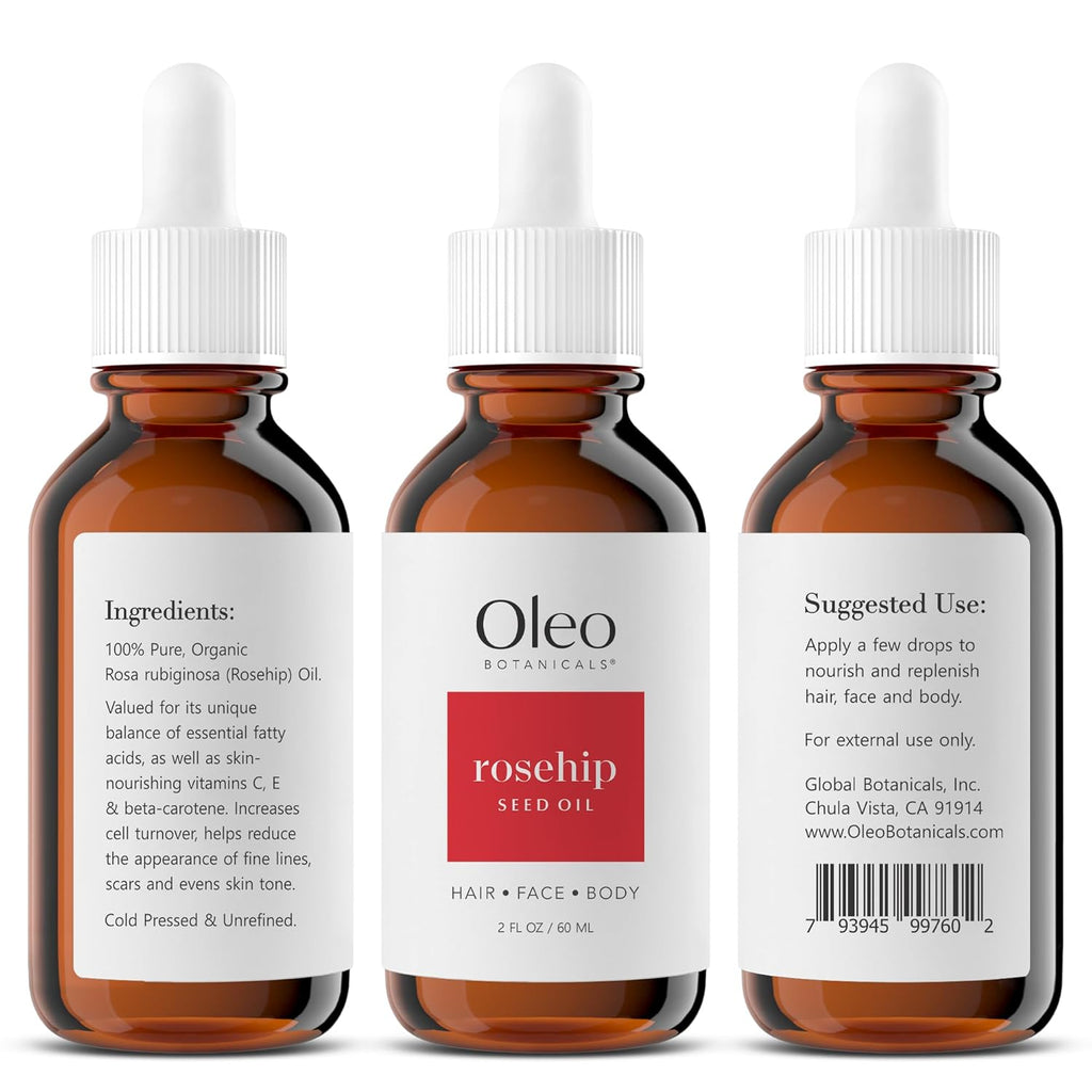 Rosehip Seed Oil Organic 100% Pure Cold Pressed Unrefined, Face & Hair Moisturizer 60ml C9630