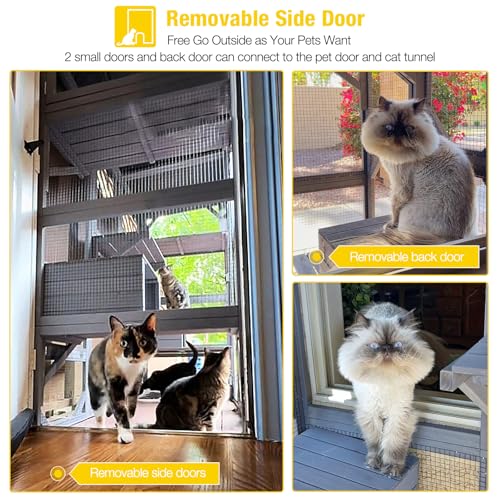 Aivituvin Catio Outdoor Cat Enclosure Large Walk-in Kitty Cage with Tarp Roof G92706