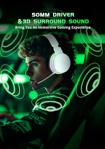 RYR Wireless Gaming Headset for Xbox, PS5, PS4, Bluetooth 5.3, Blackwhite W501869