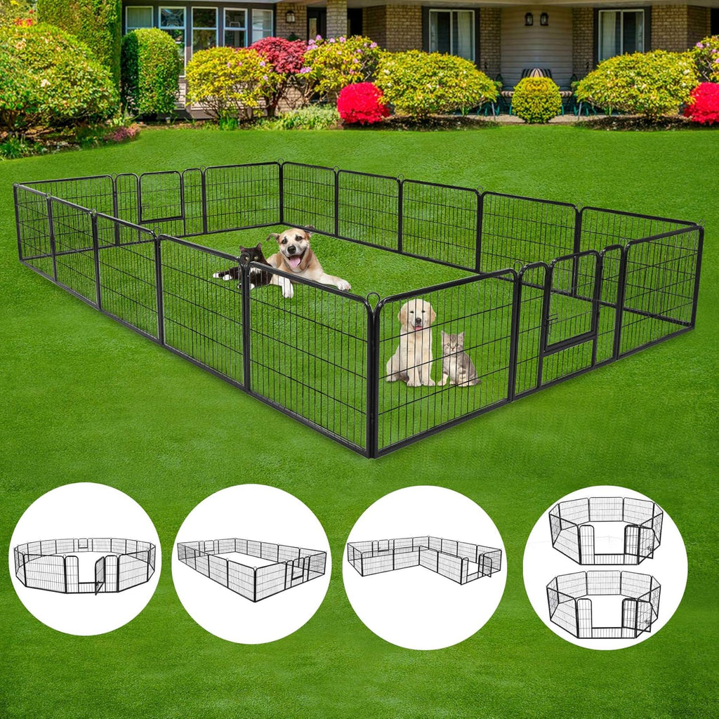 ZENSTYLE 24" Tall Foldable Metal Pet Playpen 16 Panels for Dog, Cat, Indoor & Outdoor T3101