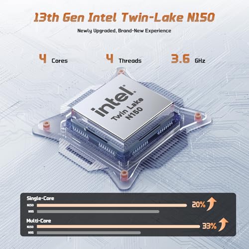15.6" FHD IPS Laptop, 8GB RAM 128GB SSD, 13th Gen Intel N150 P450