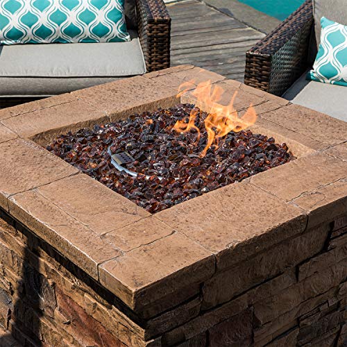 COSIEST Outdoor Propane Fire Pit Table 32-inch Round Concrete with Stainless Steel Burner G864943