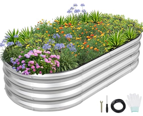 1MORE Galvanized Raised Garden Bed 4x2x1.4ft Metal Planter Box Outdoor D509