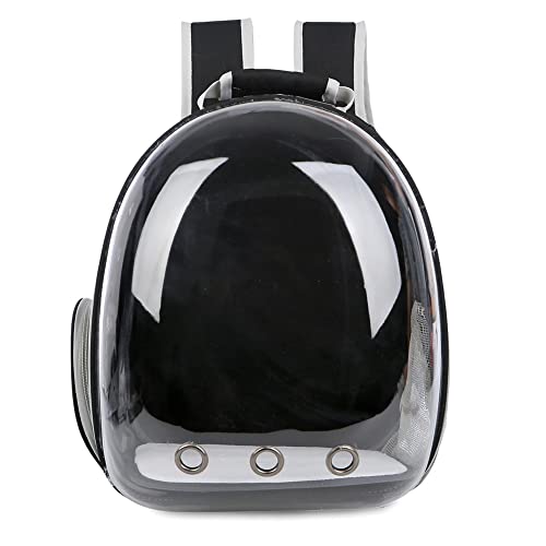 Dog Cat Backpack Carriers, Transparent Capsule Pet Travel Backpack, Airline-Approved, Breathable Pet Bubble Backpack Carrier for Travel, Hiking, Walking & Outdoor Use Black
