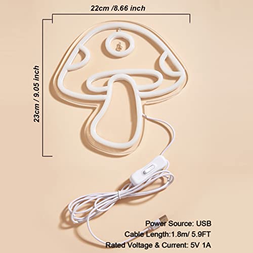 LED Neon Mushroom Sign USB Powered Night Light for Kids Room Decor F370