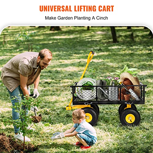 VEVOR 900 Lbs Heavy Duty Steel Garden Cart with 10" Tires and Removable Sides J262