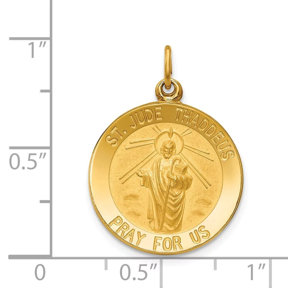 14k Gold St. Jude Thaddeus Medal Pendant Necklace I62728