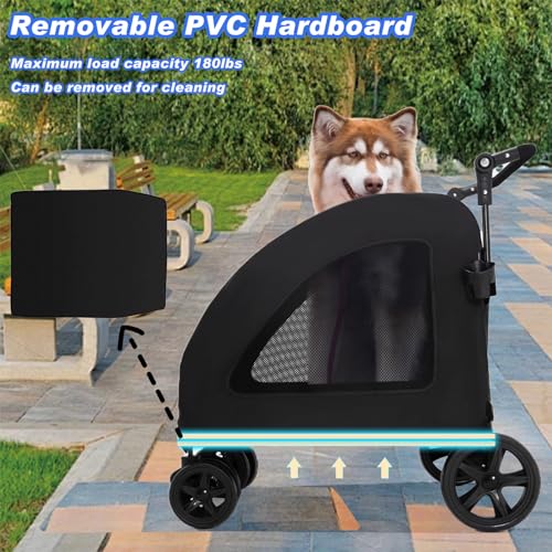 Large Dog Stroller with Removable Cushion, 4 Wheel Pet Wagon for 180 lbs W169220