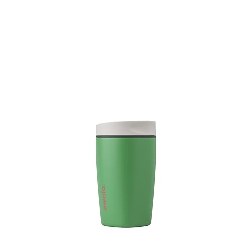 Owala SmoothSip Slider Insulated Stainless Steel Coffee Tumbler, Reusable Iced Coffee Cup, Hot Coffee Travel Mug, BPA Free 12 oz, Grey/Green (Sour Apple)
