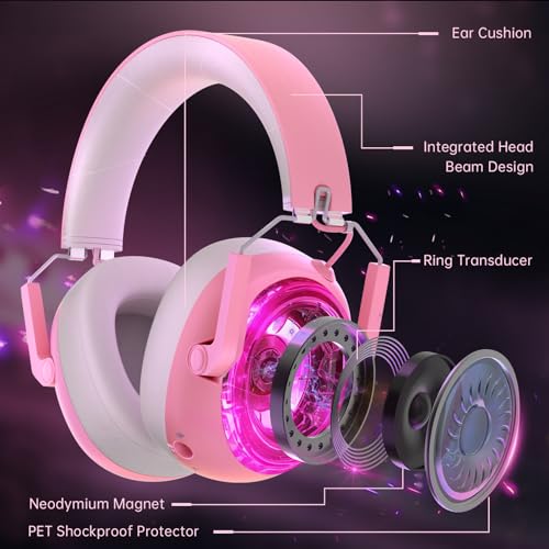 Wireless Gaming Headset with Noise Canceling Mic for PS5, PS4, PC, Switch - Black P129