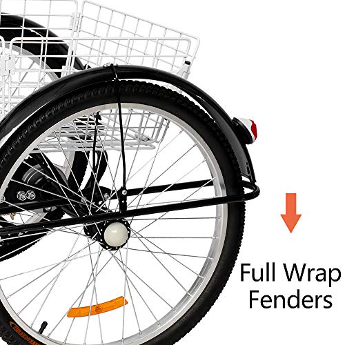 PEXMOR Adult Tricycle 7 Speed, 24/26 Inch 3 Wheel Bike with Baskets V3858