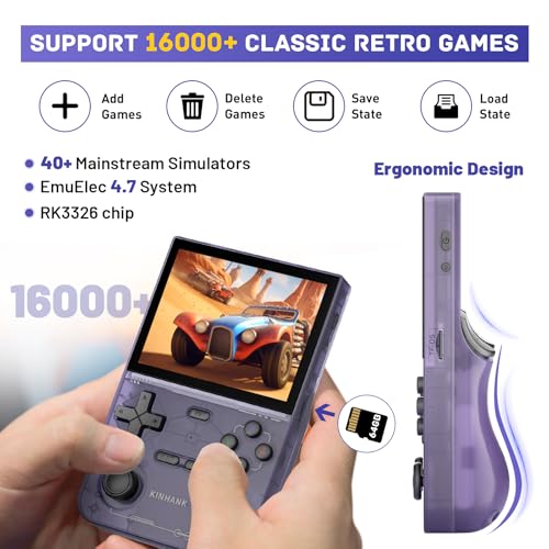 Kinhank K36 Retro Handheld Game Console with 9000+ Games, 64GB TF Card, 3.5 Inch IPS Screen (Black) U2328