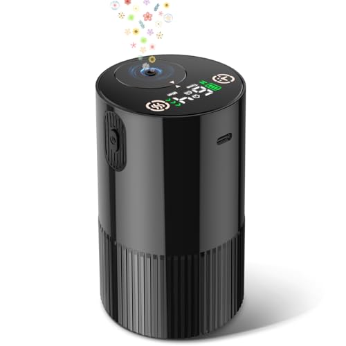 Waterless Diffuser for Essential Oil, Aromatherapy Diffusers for Home Nebulizer Air Freshener Diffuser Mini Scent Machine Battery Operated 4 Mist Level 1/2/3/4/6H Timers Auto-off for Car Bedroom Hotel