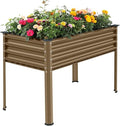 Land Guard Galvanized Raised Garden Bed with Legs, 48×24×32in Metal Elevated Planter Box Z11926