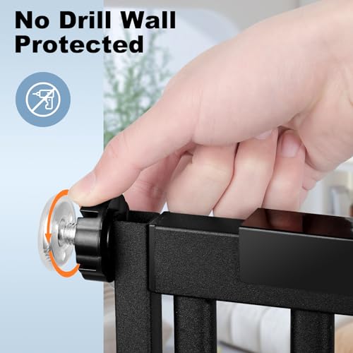 Extra Tall Cat Gate for Doorways and Stairs, Auto Close Metal Pet Gate, Black Z19428