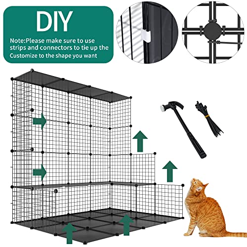 YITAHOME Outdoor Cat Enclosures Catio Large Cat Cage with Roof Hammock Platforms Y912