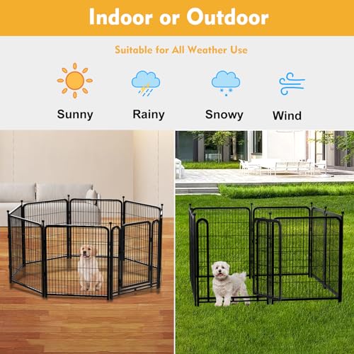 Tall Garden Fence 32in Dog Fence Outdoor for Yard, 12 Panels F8721