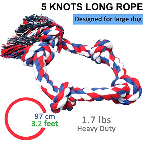 Youngever 3.5 Feet Dog Rope Toy for Large and Medium Dogs, 4 Knots Double Rope V68683