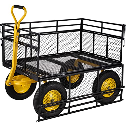 VEVOR 900 Lbs Heavy Duty Steel Garden Cart with 10" Tires and Removable Sides J262
