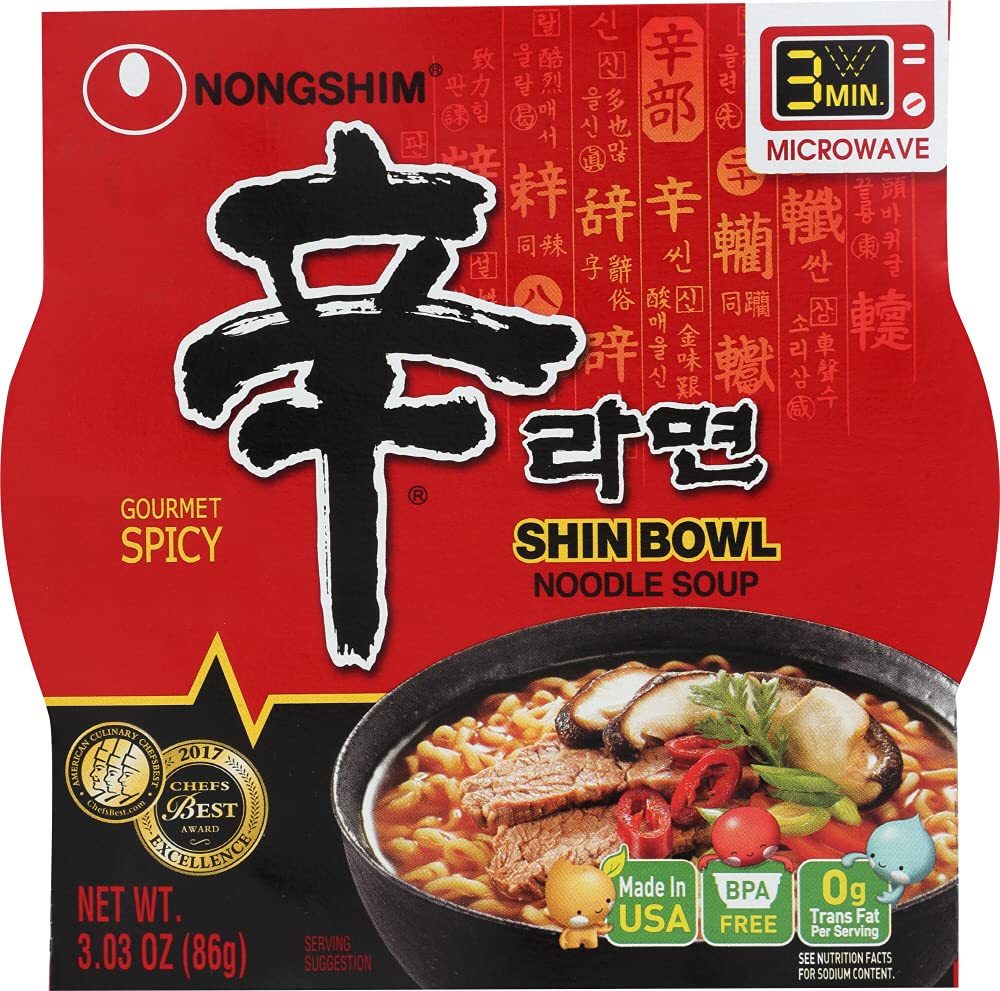 Nongshim Shin Big Bowl Noodle Soup, Gourmet Spicy iCnUmO, 3.03 Ounce (4 Pack of 6)