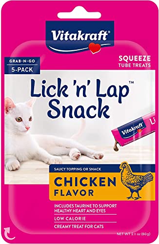 Vitakraft Lick 'n' Lap Creamy Cat Treat – Chicken – Great for Bonding – Low Calorie Interactive Wet Cat Treat​ - 5 Pack