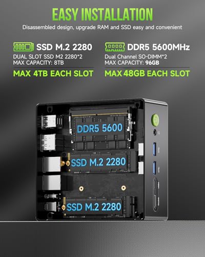 GMKtec M5 Plus Mini PC, AMD Ryzen 7 5825U, 16GB RAM, 512GB SSD, Dual 2.5G LAN M487