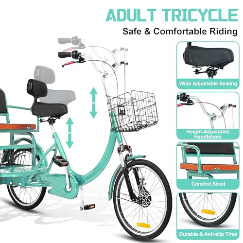 MOOITZ Adult Tricycle 20 Inch 3-Wheel Low Step-Through Cruiser Bike with Baskets X437