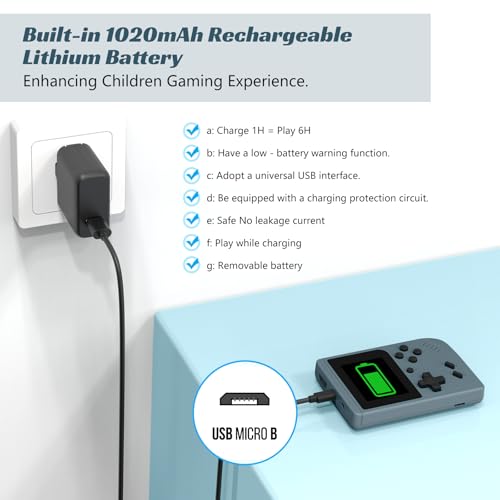 Retro Handheld Games Console with 400 Built-in Games, 3.0 Inch IPS Screen, Gray N346564