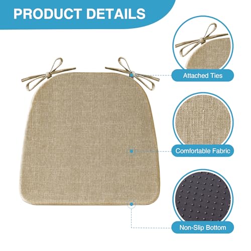 Chair Cushions for Dining Chairs Set of 4, Non Slip with Ties, Black H39445
