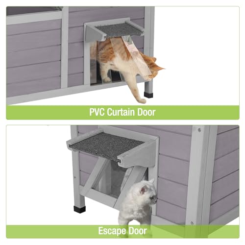 Outdoor Cat House Insulated Feral Kitty Shelter with Liner Weatherproof J989246