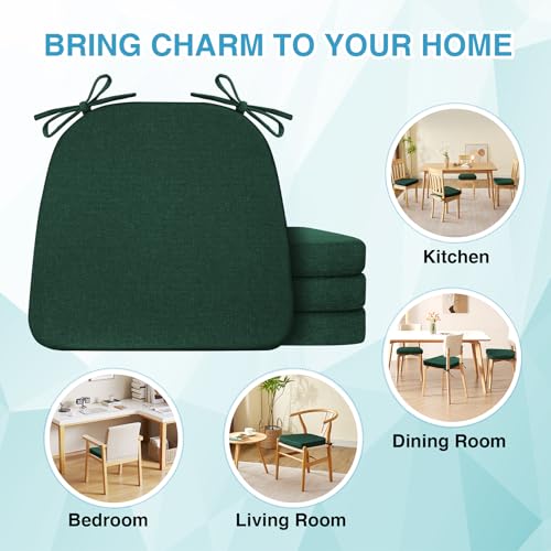 Chair Cushions for Dining Chairs Set of 4, Non Slip with Ties, Black H39445